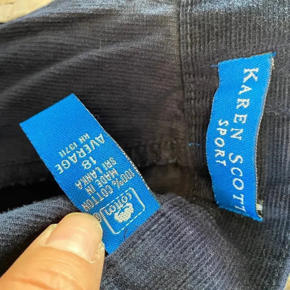 Karen Scott Cotton Corduroy Cozy Casual Dark Blue Pants Women Plus Size 18 Pocke - Picture 5 of 8